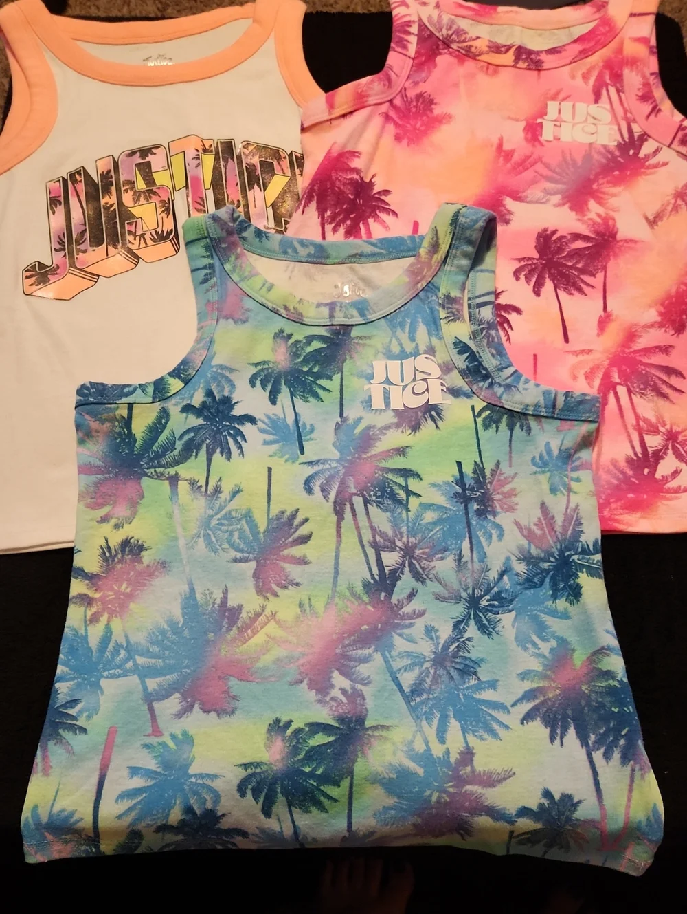 Justice Girls Tie-Dye Palm Themed Tanks